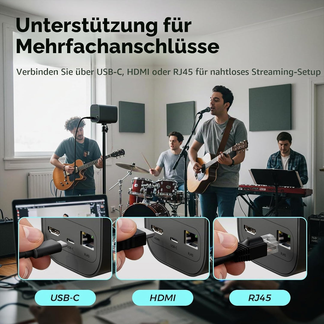 NearStream VM20 4K-Webcam für PC und Laptop, Streaming-Kamera mit einstellbarem Blickwinkel, HDMI/US