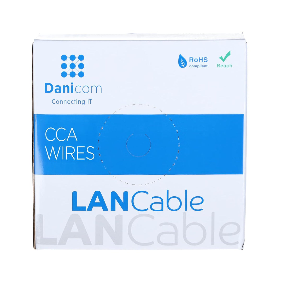 Danicom CAT5e Outdoor Netzwerkkabel - F/UTP - AWG 24/1 (Starrleiter) - 100 Meter - Schwarz - CCA, PO