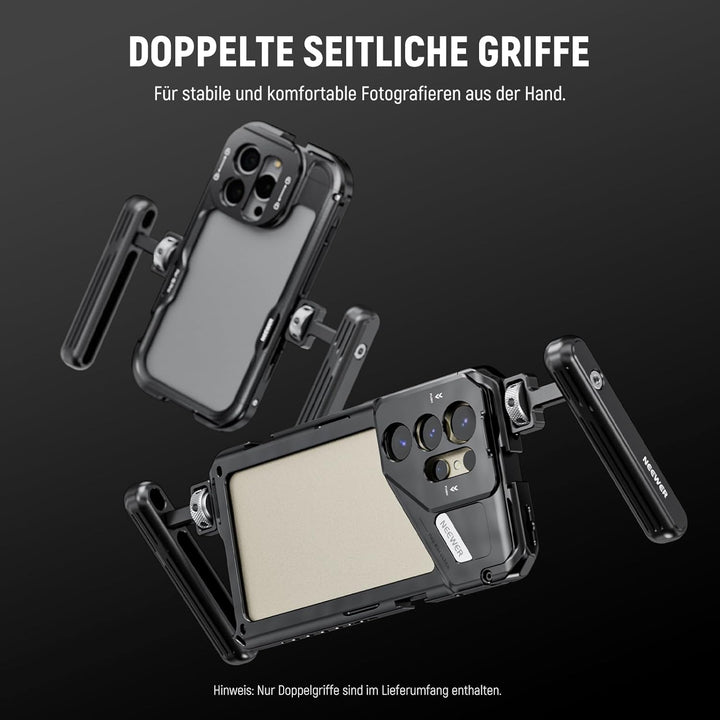 NEEWER 2er Pack drehbarer Seitengriff/Obergriff,Aluminiumgriff nur für iPhone 15 Samsung S22 S23 Tel