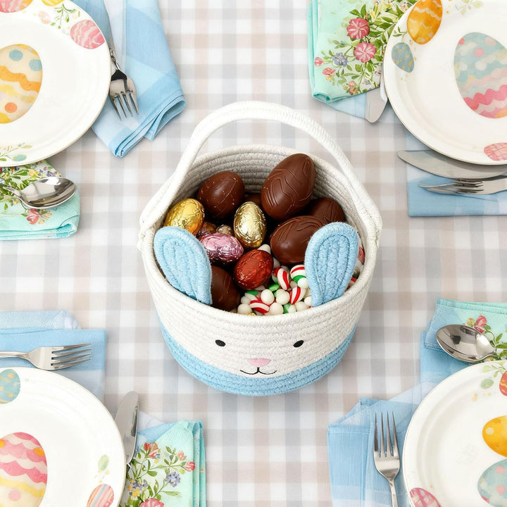 Osterkorb, Osterhasenkorb mit Griff, Osterkörbe für Kinder, Baby-Geschenkkorb, Eiereimer, Geschenke,