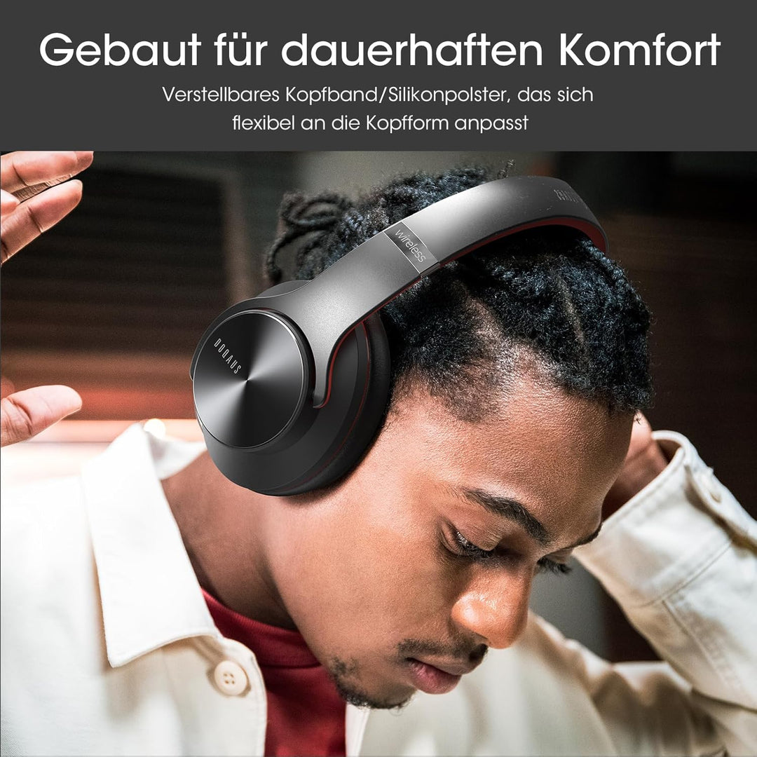 DOQAUS Bluetooth Kopfhörer Over Ear, Bis zu 90 Std Kabellose Kopfhörer mit 3 EQ-Modi,HiFi Stereo Fal