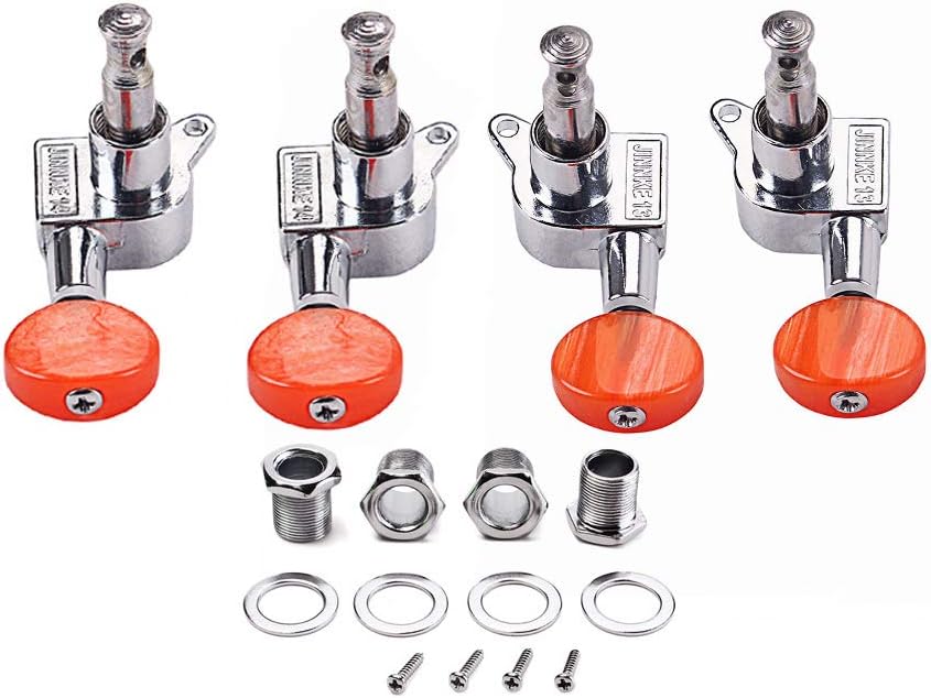 Alnicov Ukulele Tuning Pegs Machine Heads,2R 2L With Red Tuning Peg Button