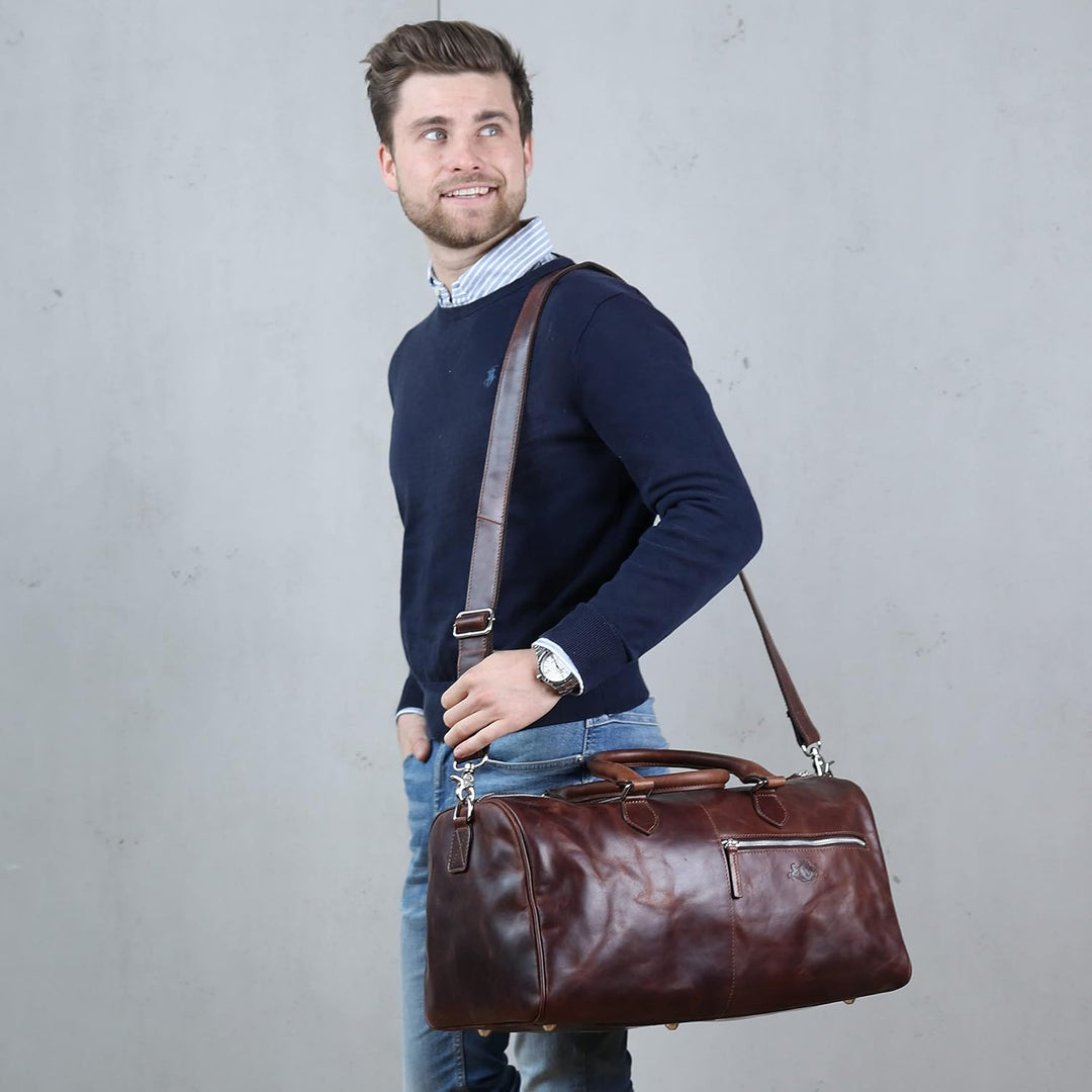 SID & VAIN Weekender Seattle aus Premium Leder I Sporttasche gross für Herren und Damen I Reisetasch