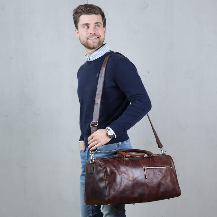 SID & VAIN Weekender Seattle aus Premium Leder I Sporttasche gross für Herren und Damen I Reisetasch