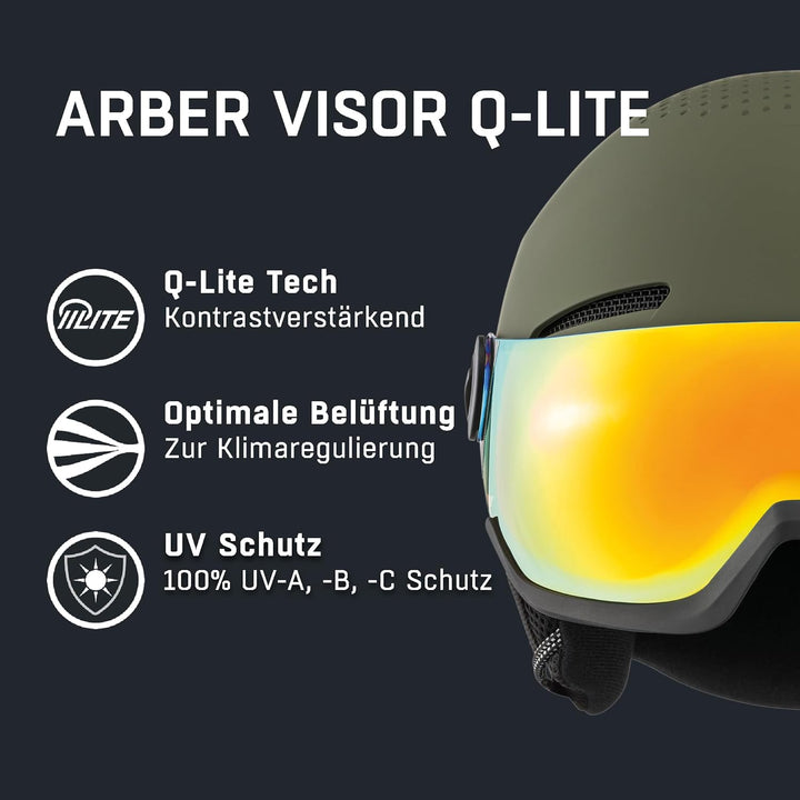 Alpina Arber Visor Q-Lite Herren Skihelm Hardshell-Aussenschale grün grün 54-58, 54-58