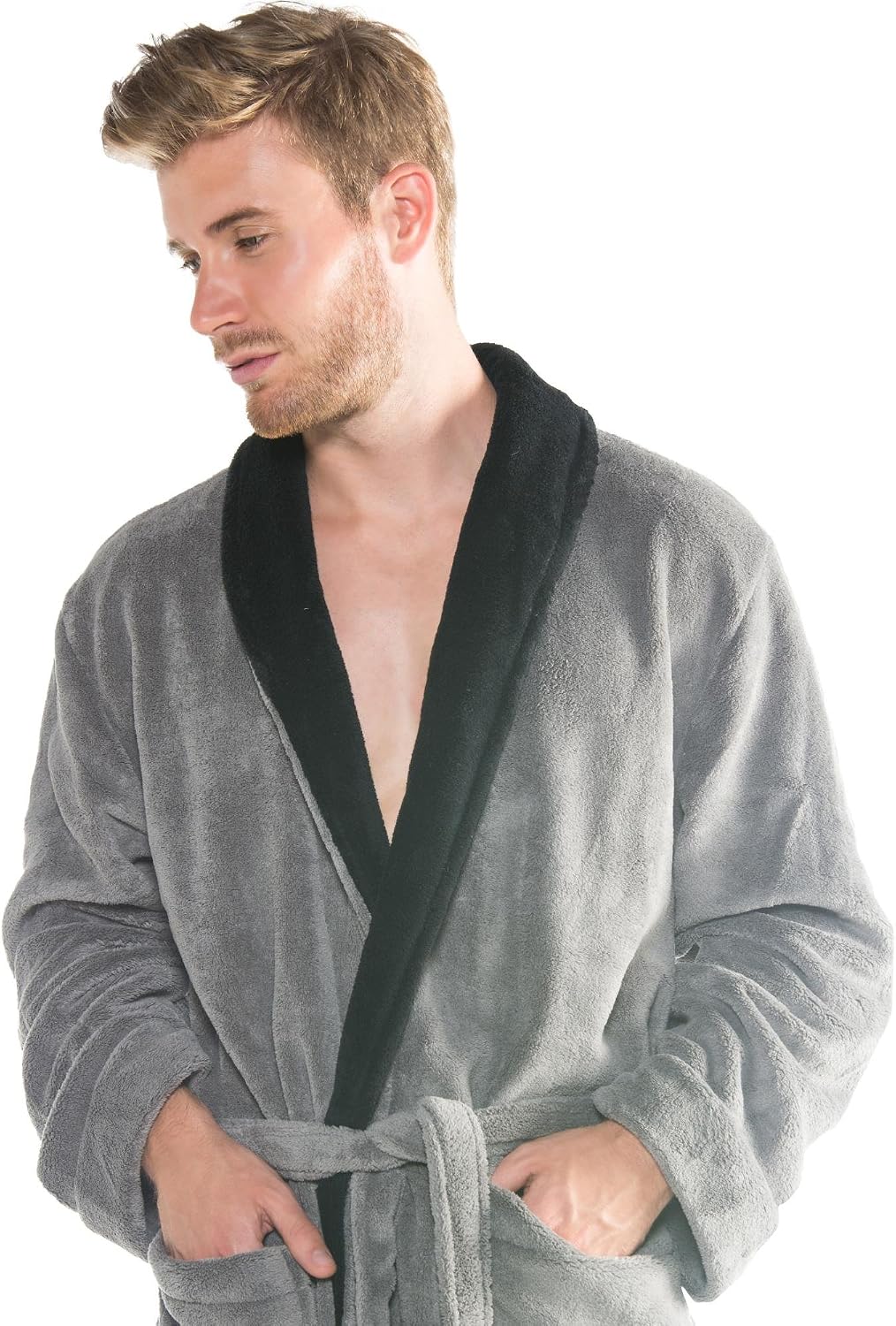 CelinaTex Nevada Bademantel Damen Herren S anthrazit schwarz Mikrofaser Saunamantel Coral Fleece Mor