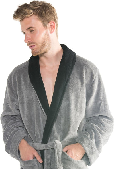 CelinaTex Nevada Bademantel Damen Herren S anthrazit schwarz Mikrofaser Saunamantel Coral Fleece Mor