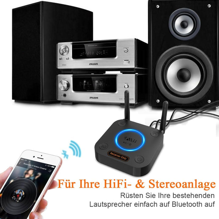 1Mii B06Pro Bluetooth 5.1 HiFi Empfänger, Kabelloser Audio Adapter mit Grosser Reichweite, aptX Low