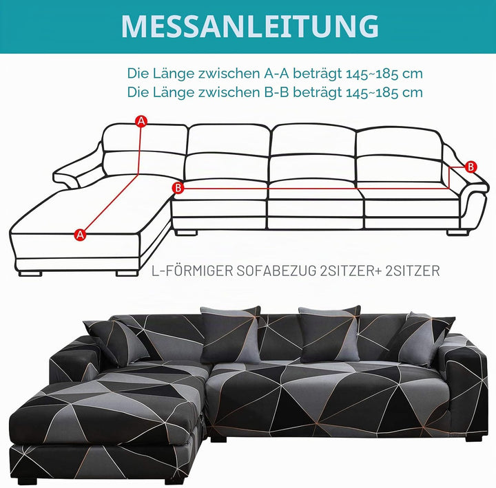 ShowyLive Sofa Überzug Ecksofa L Form Couch Überzug 2er Set Elastische Stretch mit 2 Stück Kissenbez