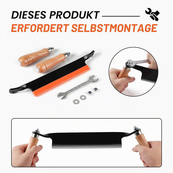 250mm Zugmesser für Holz, Gerade, Reifmesser mit Ergonomischen Holzgriffen und Klingenschutz, Rinden