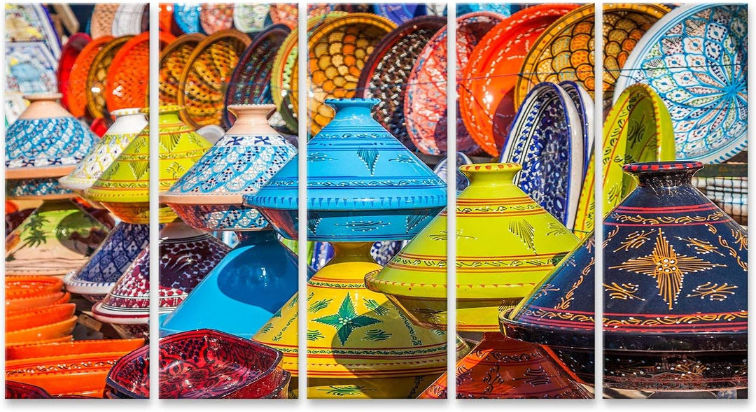 islandburner Bild auf Leinwand Tajines Auf Dem Markt In Marrakesch Marokko Bilder Wandbilder Poster