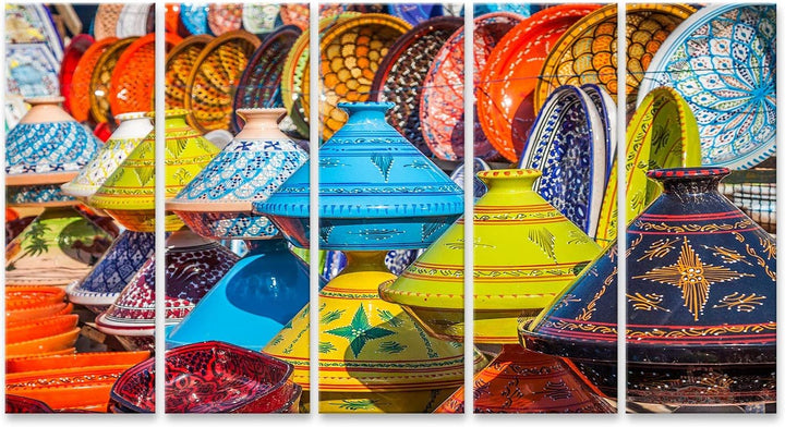 islandburner Bild auf Leinwand Tajines Auf Dem Markt In Marrakesch Marokko Bilder Wandbilder Poster