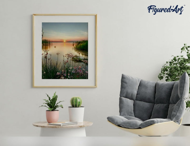 Figured'Art Malen Nach Zahlen Erwachsene Mit Rahmen Ruhiger See - Paint by Numbers Basteln DIY Baste