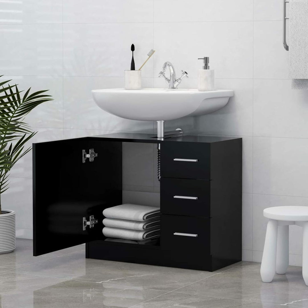Gecheer Waschbeckenunterschrank mit 1 Fach und 3 Schubladen Unterschrank Badezimmerschrank Badschran