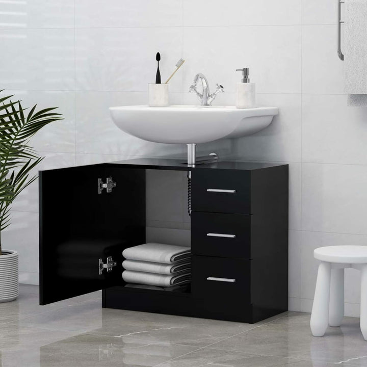Gecheer Waschbeckenunterschrank mit 1 Fach und 3 Schubladen Unterschrank Badezimmerschrank Badschran