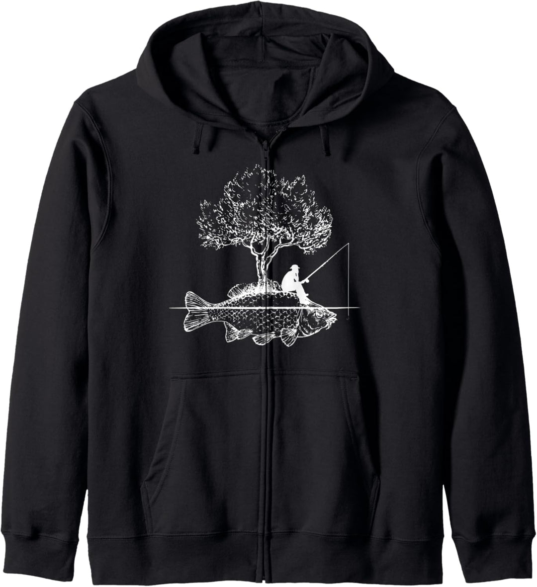 Angeln Fisch Insel Lustig Geschenk für Angler Kapuzenjacke
