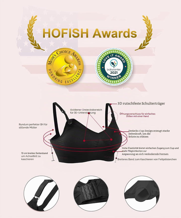 HOFISH Damen 3pack voller Fehlschlag Seamless stillen Schwangerschaft Bras Bralette mit extra-Bra Ex