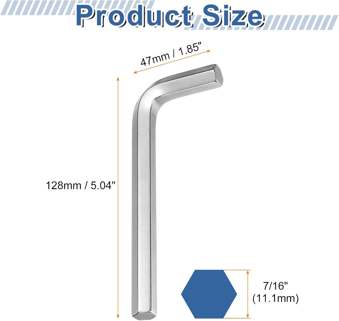 QUARKZMAN 5 Stück 7/16 Zoll Innensechskantschlüssel mit Flachkopf, SAE 45# Kohlenstoffstahl L-Form S