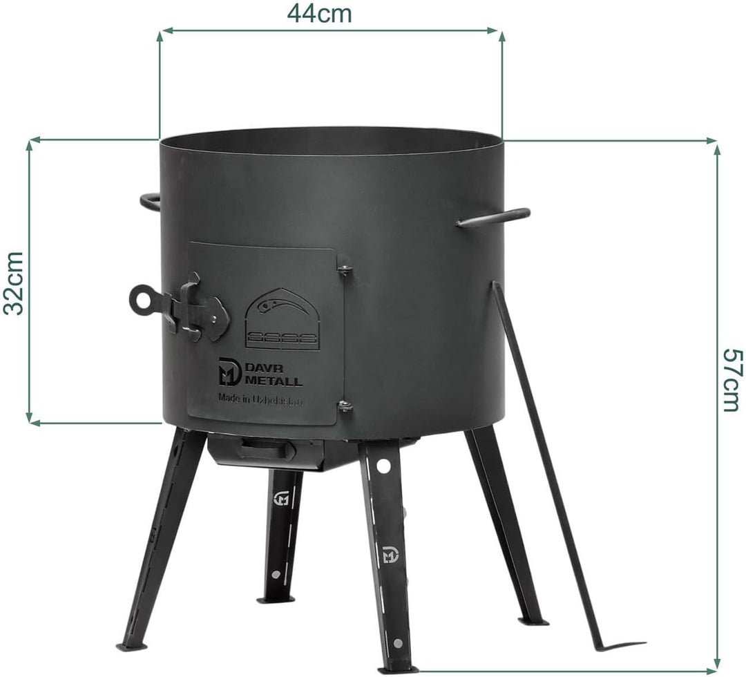 Ø44 Uchag 2mm stahl Utschak Feuerstelle Utschag Campingofen 16L Kazan Kasan (flacher Boden) Feldküch