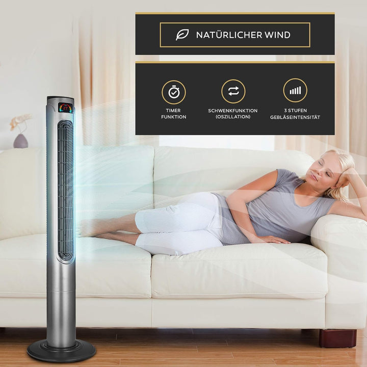 Balter Turmventilator mit Fernbedienung, 120 cm hoch, Leise, Testsieger, Ventilator, Standventilator