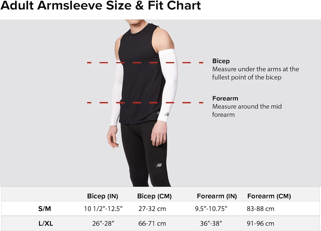 New Balance Unisex Outdoor Sport Kompression Armstulpen Armwärmer 1 Paar Wei S-M, Wei S-M