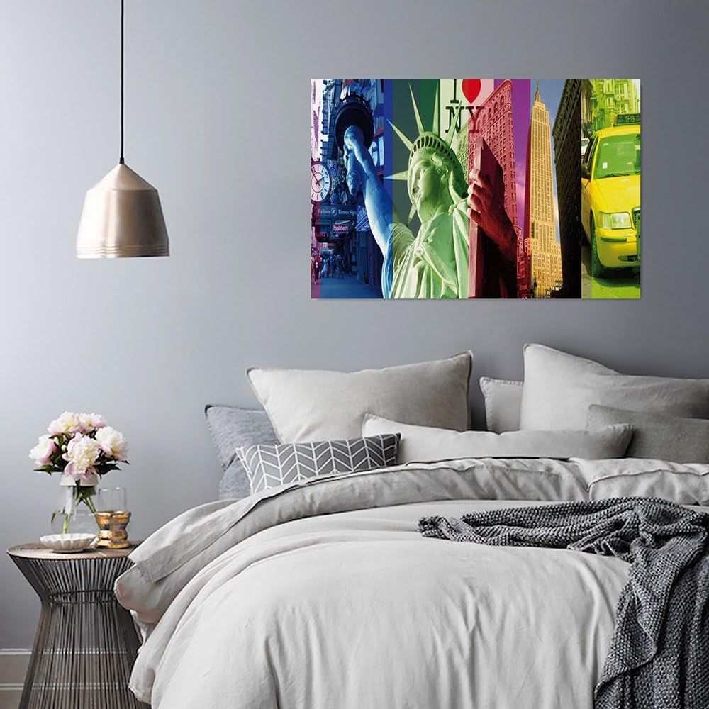Feeby, Leinwandbild, Bilder, Wand Bild, Wandbilder, Kunstdruck 60x80cm, New York City, Freiheitsstat