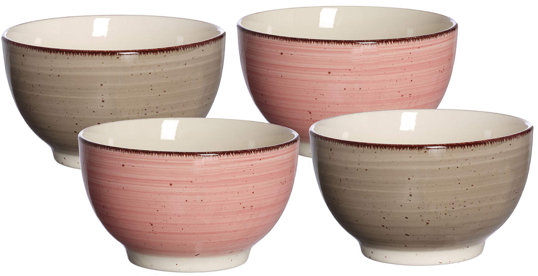 Ritzenhoff & Breker Müslischalen-Set Happy, 4-teilig, Rosa / Grau, Steinzeug Müslischalen Rosa / Gra