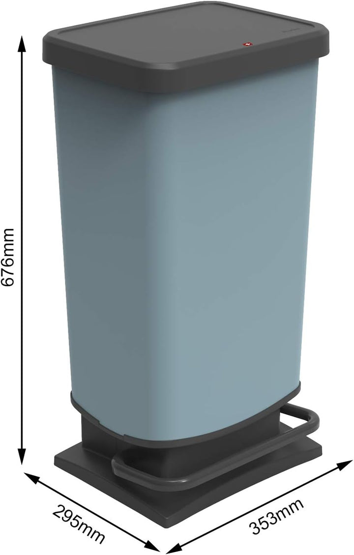 Rotho Paso Mülleimer 40l mit Deckel, blau, Kunststoff Mülleimer Blau, Mülleimer Blau