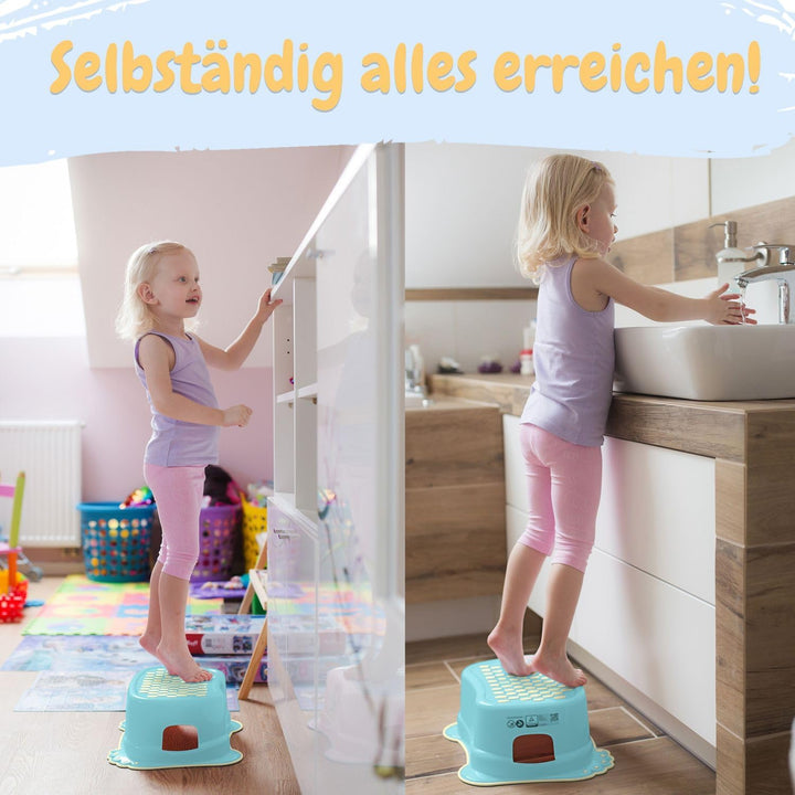 Kinderhocker TÜV Rheinland geprüft! Kinder Toilettenhocker mit Anti-Rutsch Beschichtung für Stabilit