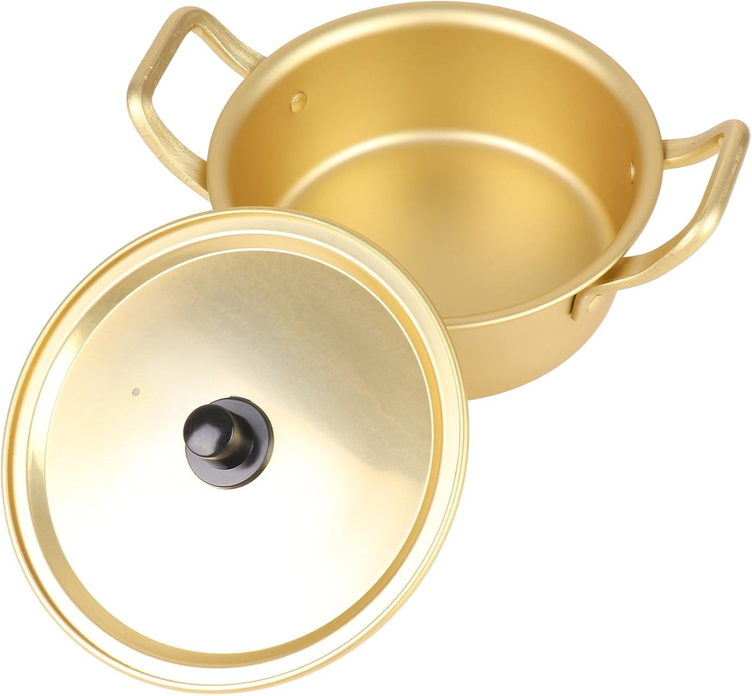 Korean Ramen Noodle Pot aus Gelbem Aluminium, Koreanischer Nudeltopf Ramen Nudeltopf, Aluminiumtopf