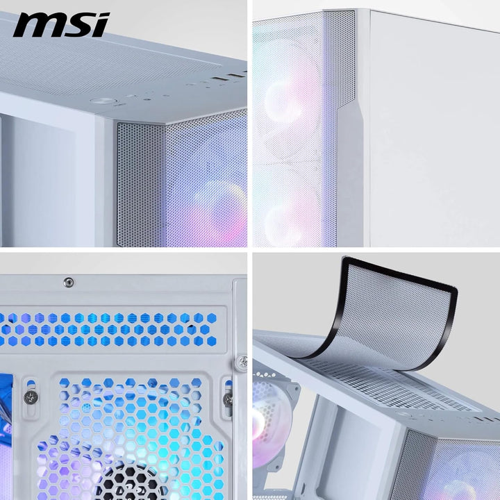 MSI MAG PANO M110R White - Mini-Tower-Gaming-PC-Gehäuse - Unterstützt GPUs mit Einer Länge von bis z