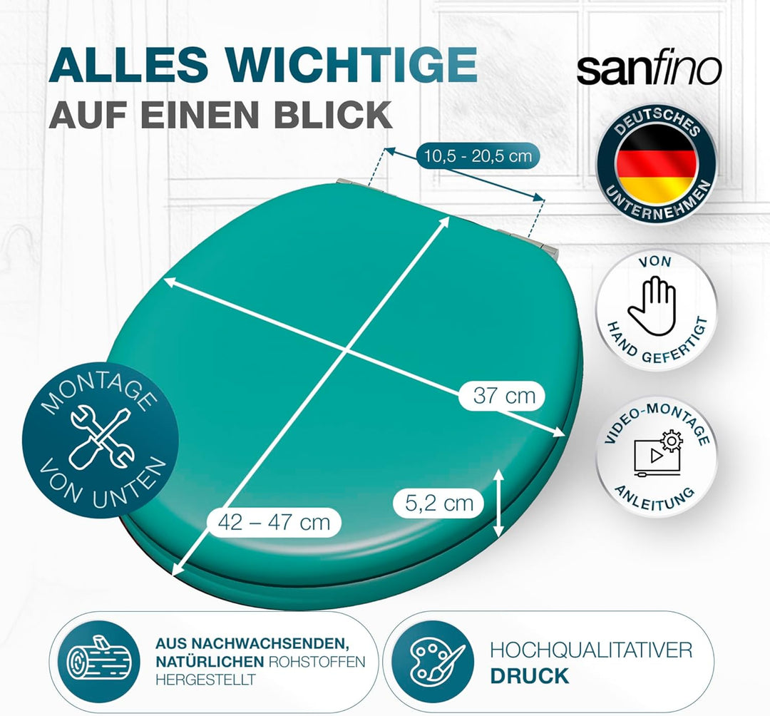 Premium WC Sitz mit Absenkautomatik – hochwertige Toilettendeckel aus Holz, viele bunte Motive, hohe