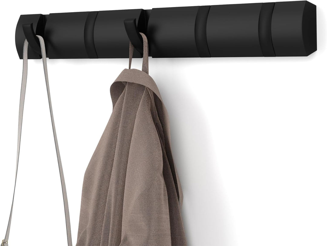 Umbra Flip 5 Garderobenhaken – Moderne, Schlichte und Platzsparende Garderobenleiste mit 5 Beweglich