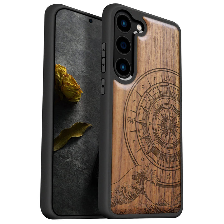 Carveit Holz HandyHolz Handyhülle für Galaxy S23 Plus Cover [Einzigartiges Design Case] Stossstange