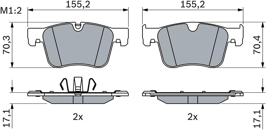 Bosch BP2482 Bremsbeläge - Vorderachse - ECE-R90 Zertifizierung - vier Bremsbeläge pro Set