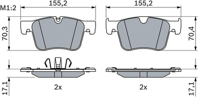 Bosch BP2482 Bremsbeläge - Vorderachse - ECE-R90 Zertifizierung - vier Bremsbeläge pro Set