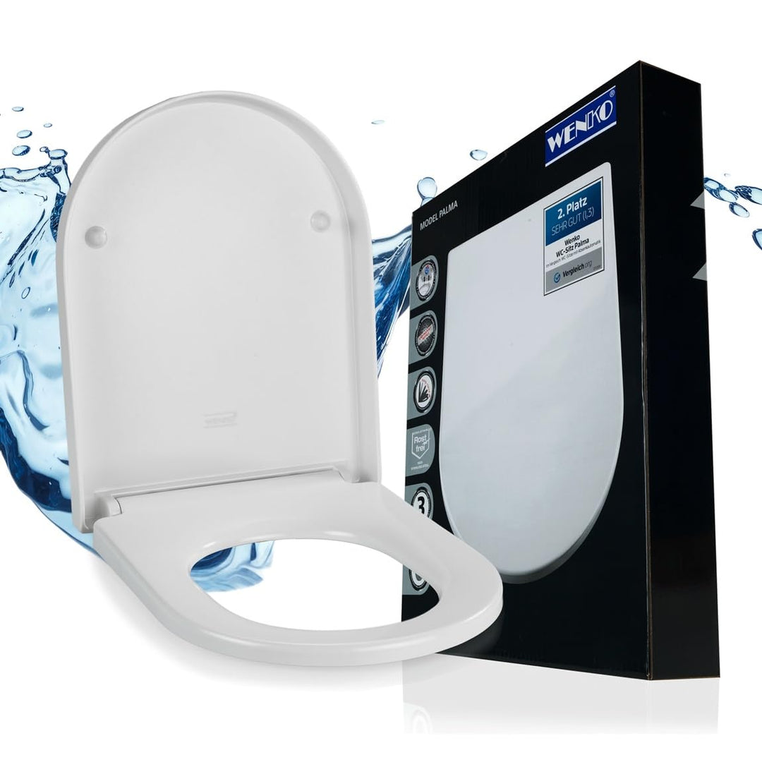WENKO WC-Sitz Palma, hygienischer Toilettensitz mit Absenkautomatik, WC-Deckel mit Fix-Clip Hygiene-