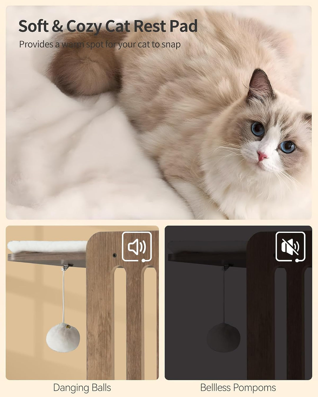 FourFurPets 147 cm Kratzbaum, Kratzbaum Grosse Katzen stabil, moderner katzenbaum für drinnen, hoher