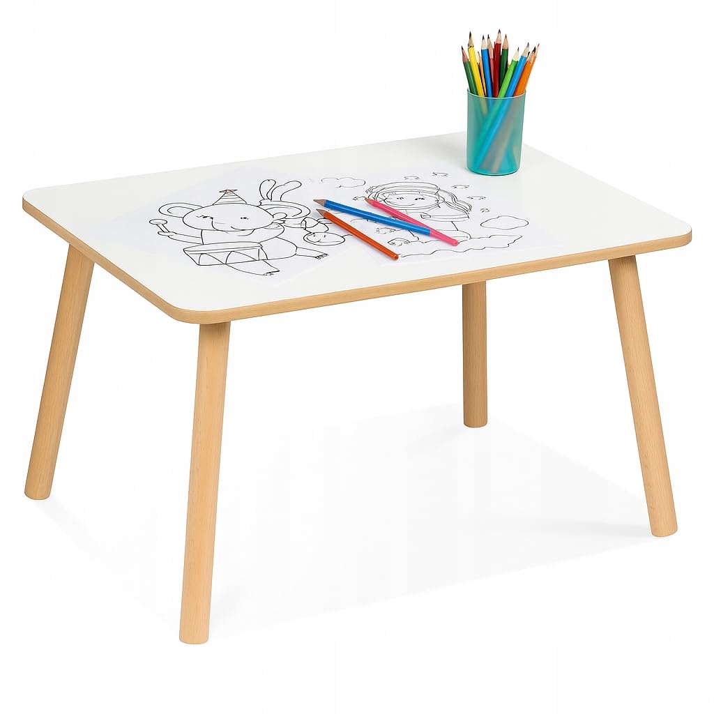 P&amp;P Furniture Kindertisch Weiss 60×40×47 cm – Stabiler Spieltisch &amp; Lerntisch für Kinder 2–7 J. – MD