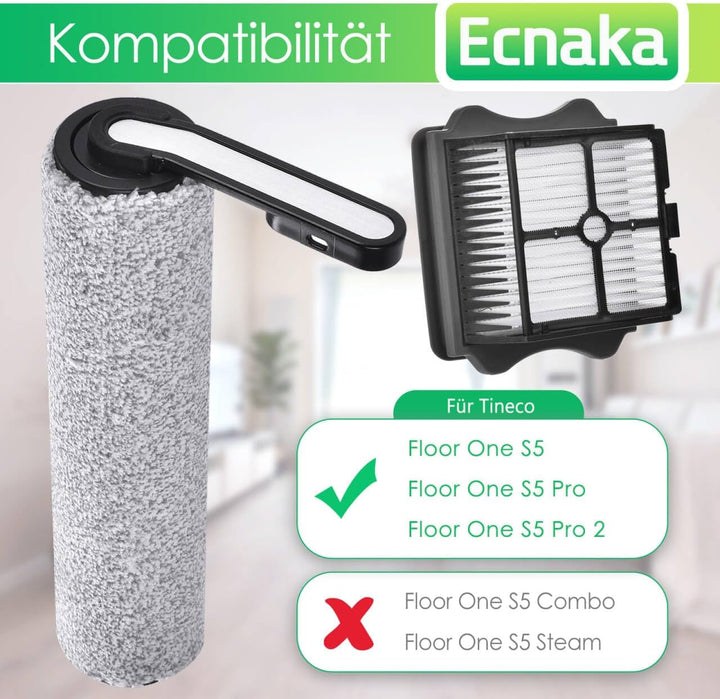 6 Stück Bürstenrolle Zubehör Ersatzteile für Tineco Floor ONE S5/Floor One S5 Pro 2 Nass- und Trocke