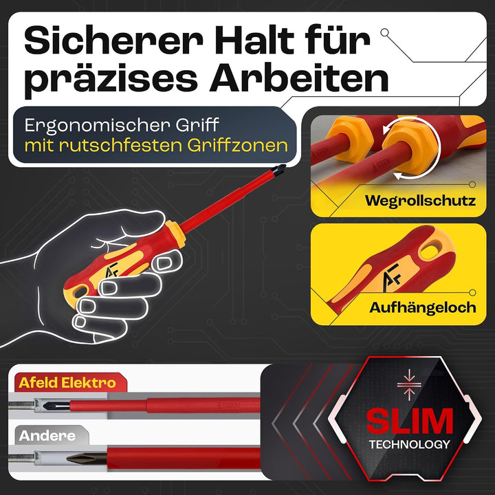 VDE Schraubendreher Set magnetisch - 6-teilig - 3 Kreuz - 3 Schlitz - isoliert bis 1000 V - Hergeste