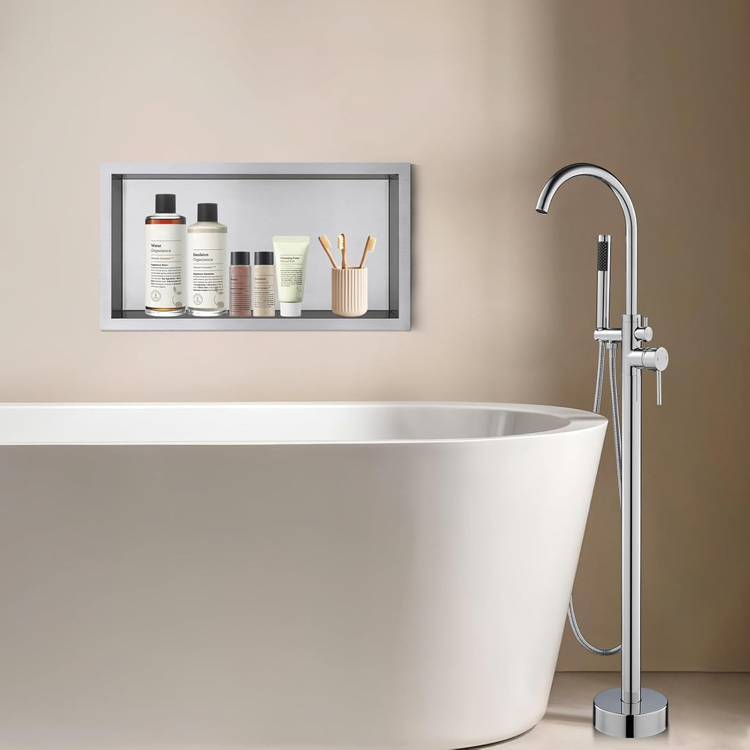 ROVOGO 40 x 20 x 10 cm Wandnische Dusche Edelstahl 304, Eingebettete Duschnische Einzelregal Lagerun