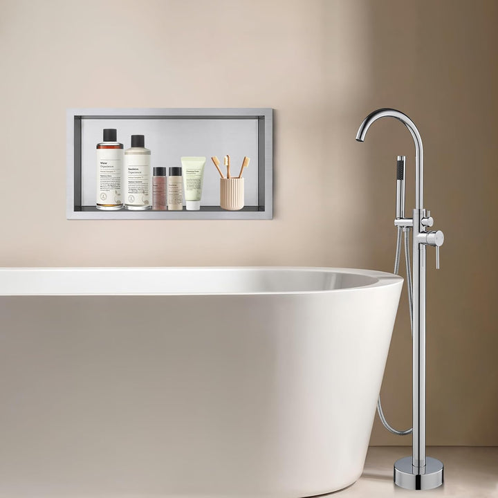 ROVOGO 40 x 20 x 10 cm Wandnische Dusche Edelstahl 304, Eingebettete Duschnische Einzelregal Lagerun