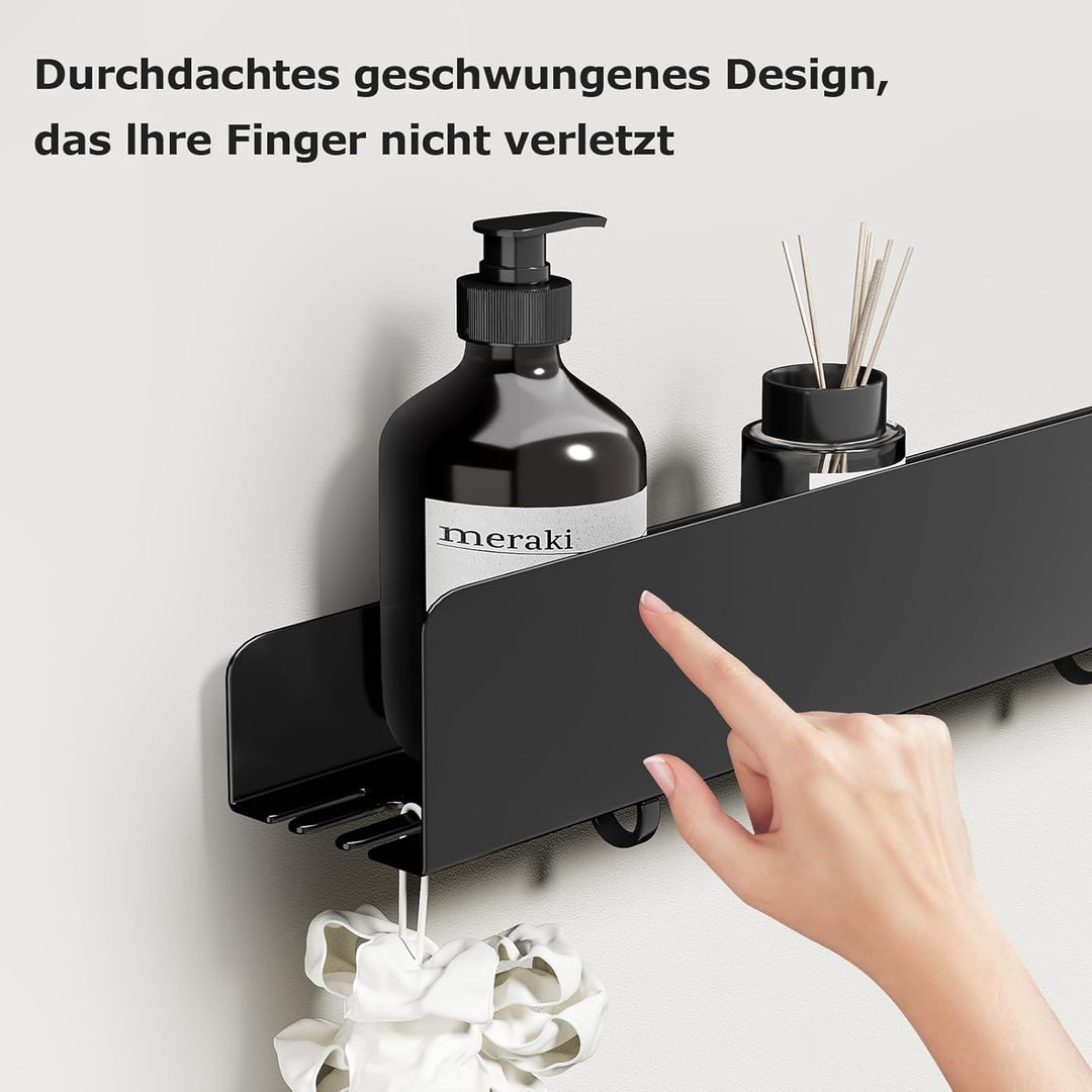 REKITA Duschablage ohne Bohren, Badezimmer Organizer 60 cm, Duschablage Edelstahl mit 5 Abnehmbaren