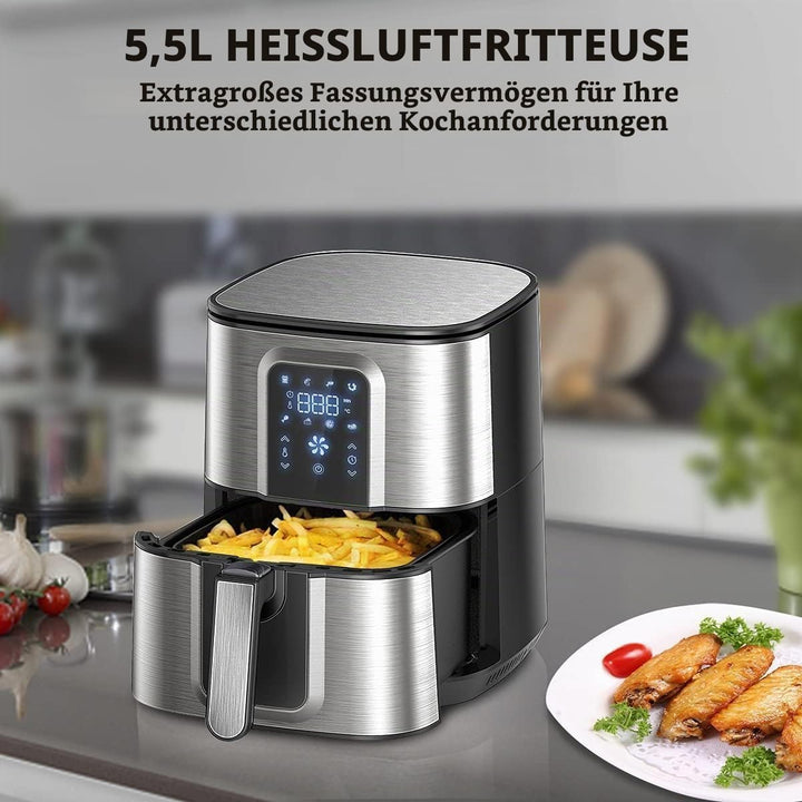 OZEANOS OT-AF-55SM-DIGITAL 5.5L Hot Air Fryer, 1800W Power, Digital Touch Panel, Prefabricated Progr