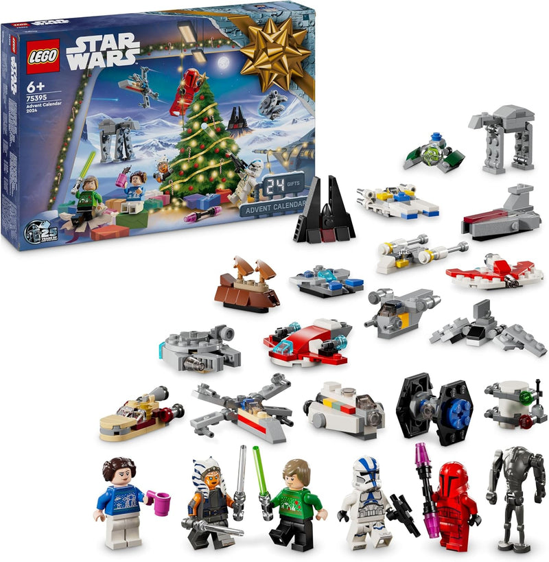 LEGO Star Wars Adventskalender 2024, 18 Mini-Modelle und 6 Charaktere zum Sammeln, Vorweihnachtsgesc