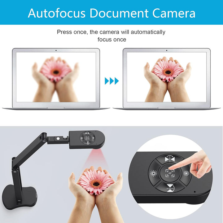 2448P USB Visualisierer, Dokumentenkamera für Unterricht und Klassenzimmer mit LED-Licht, links und