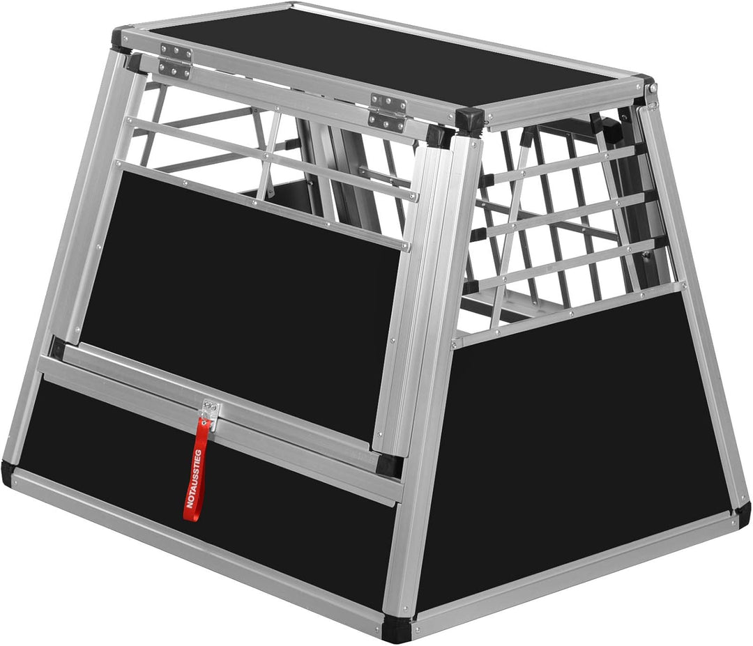 ALPUNA Transportbox N36 – Aluminium Hundebox 70×86×68 cm – Auto Hundebox mit Notausstieg, sicherer H