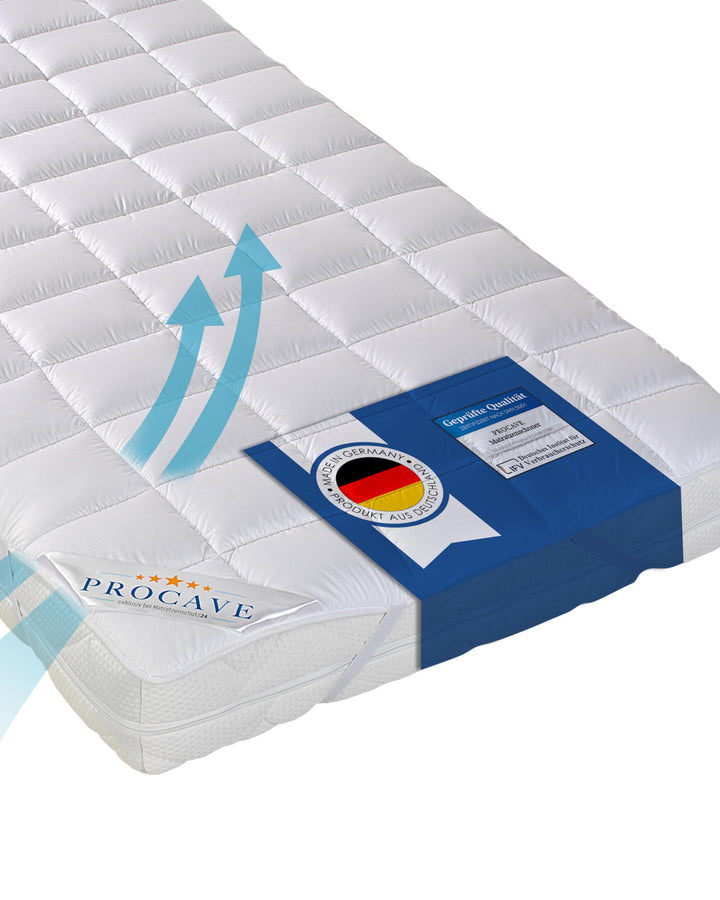 PROCAVE® Matratzenschoner 100x200 cm Topper | Matratzenauflage mit 4 Eckgummis | Atmungsaktive Matra