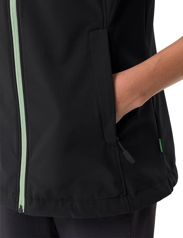 VAUDE Women's Hurricane Vest III - Softshellweste Damen - Weste zum Wandern 34 black/green